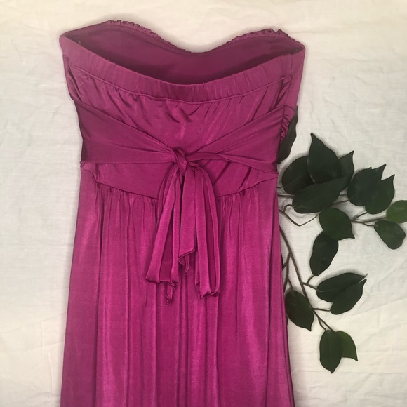🌺 Silk Fuchsia Strapless Dress Large EUC - Picture 4 of 5